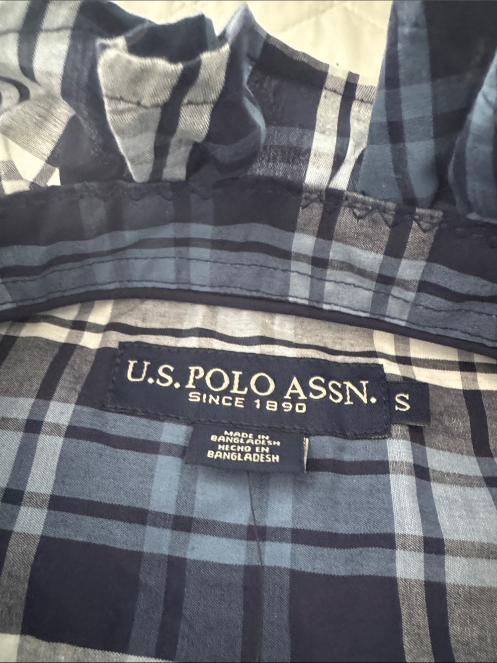Reimagined Navy Plaid Button-Up Blouse with Ruffled Collar.NWT - Picture 5 of 10